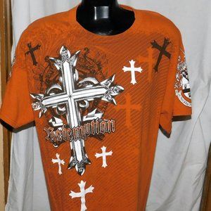 MMA Elite  Redemption Large Cotton Mens T Orange EUC